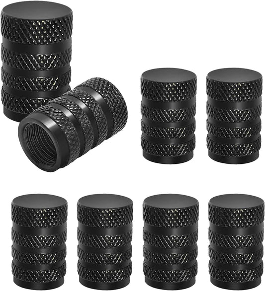 8 valve caps - black dust caps for car tyres - valve caps - durable universal aluminium dust caps for cars - bikes - trucks and motorcycles.
