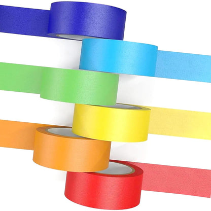6 rolls of coloured sticky tape - removable coloured tape (1 cm * 13 m) - coloured tape suitable for office and home crafts - used for wall decorations - art - lettering and crafting Rainbow sticky tape