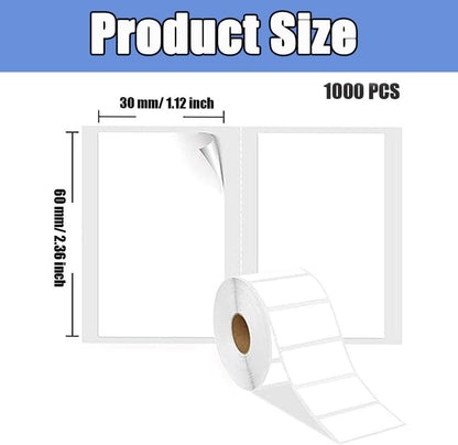1000 pieces of labels on a roll - food labels - self-adhesive blank labels 60 × 30 mm - white - removable. Suitable for frozen products - kitchens - supermarkets - office supplies - refrigerators - laboratory refrigerators - jam - spices.