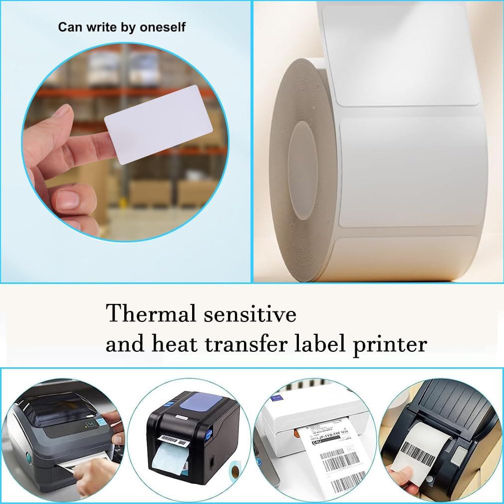 1000 pieces of labels on a roll - food labels - self-adhesive blank labels 60 × 30 mm - white - removable. Suitable for frozen products - kitchens - supermarkets - office supplies - refrigerators - laboratory refrigerators - jam - spices.