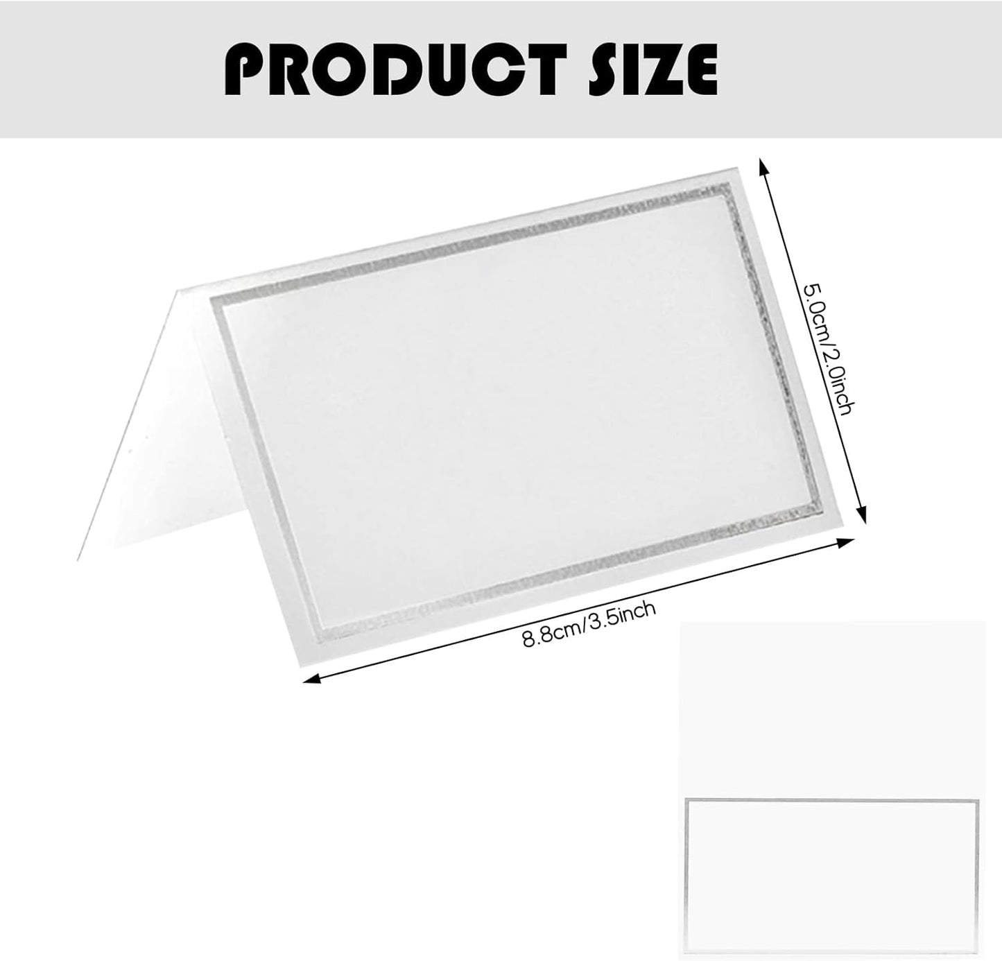 50 silver-edged table decorations reception seating place cards - rectangular plate cards for wedding dinner.