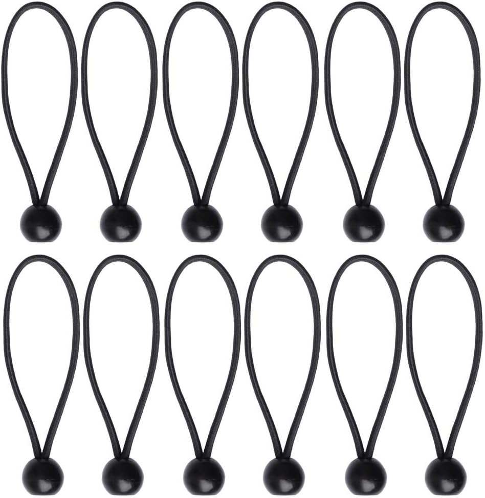 12 Black sailcloth bungee balls for banners - sailcloths - pavilions - tents - bungee hooks - stalls - flagpoles.