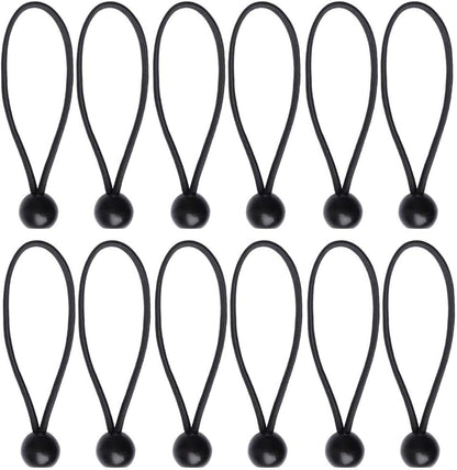 12 Black sailcloth bungee balls for banners - sailcloths - pavilions - tents - bungee hooks - stalls - flagpoles.