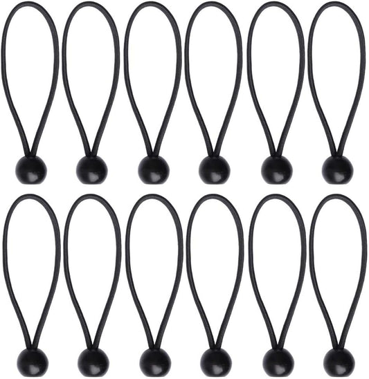 12 Black sailcloth bungee balls for banners - sailcloths - pavilions - tents - bungee hooks - stalls - flagpoles.