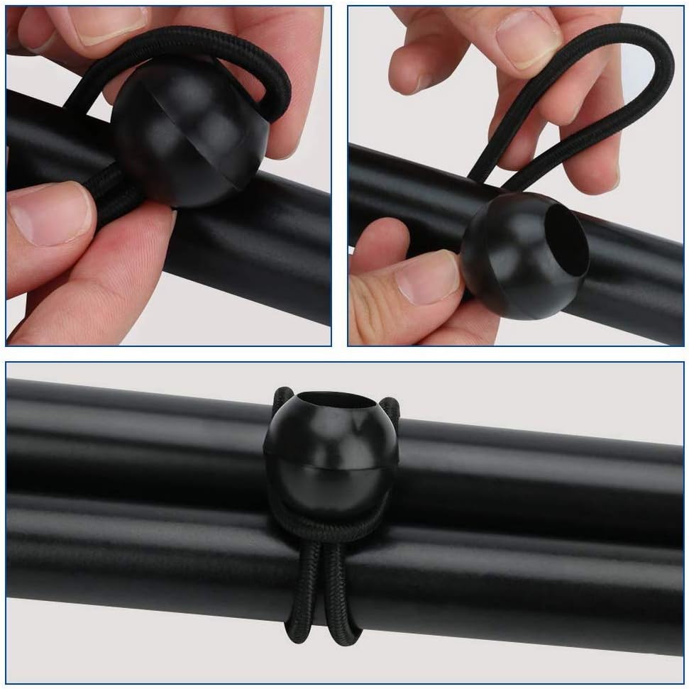 12 Black sailcloth bungee balls for banners - sailcloths - pavilions - tents - bungee hooks - stalls - flagpoles.