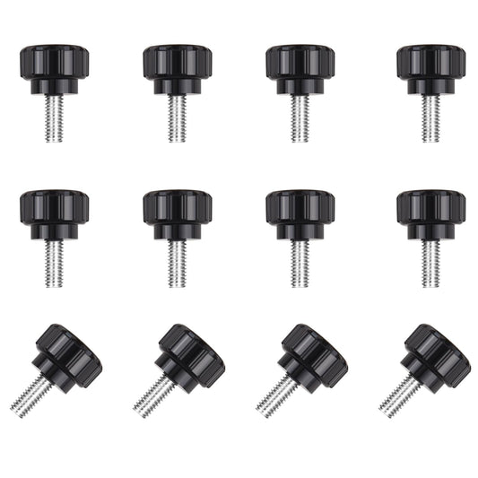12 pieces M4 x 10 mm knurled thumb screws - display screws - mounting screws - carbon steel clamp knobs - grip thumb screws - mounting thumb screws.