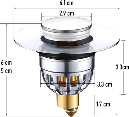 Gootsteenplug, universal, stainless steel strainer for collapsible sink plugs, drain plug for sinks 34-42 mm, suitable for bathtubs and sinks (34-42 mm)