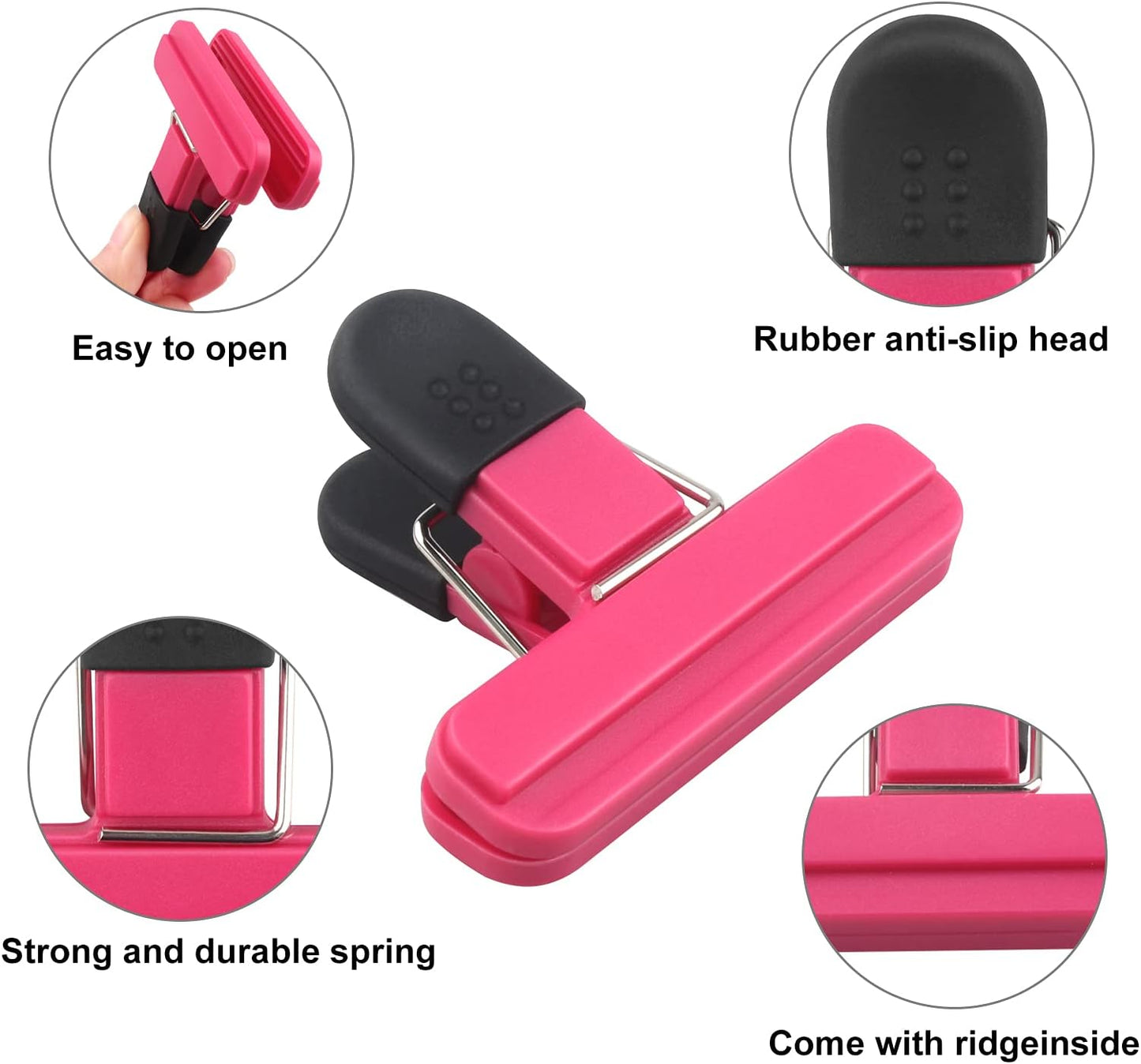 Set of 9 food clips - sturdy, airtight, reusable in 3 colours to keep food fresh - perfect for home, the kitchen, travelling and camping