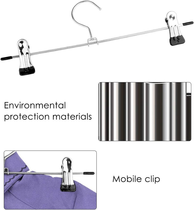 10-pack pants hangers, chrome-plated clothes hangers with anti-slip clips, suitable for skirts, pants and jeans Main Image