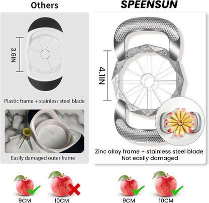 Apple corer, apple drill, fully metal apple corer and drill with 12 stainless steel blades, large apple corer for cutting apples up to 10 cm, comfortable wide non-slip handle