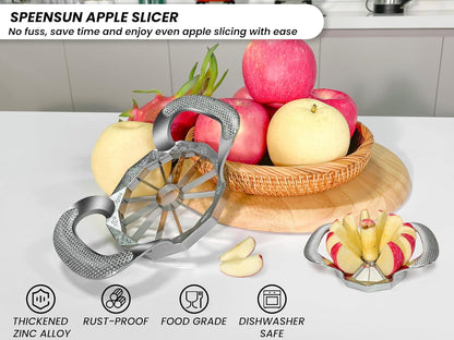 Apple corer, apple drill, fully metal apple corer and drill with 12 stainless steel blades, large apple corer for cutting apples up to 10 cm, comfortable wide non-slip handle