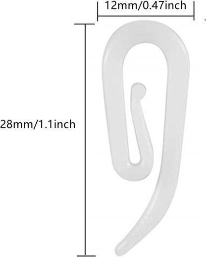 White plastic hooks for windows and door curtains - curtain hooks - suitable for windows, doors and shower curtains - 50 pieces