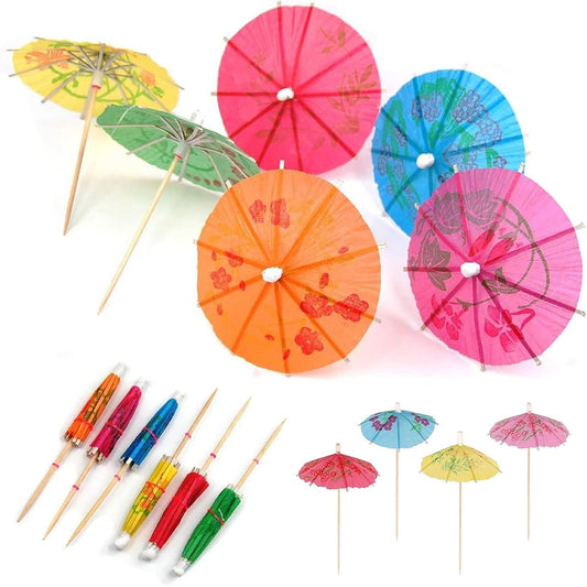 25 cocktail umbrellas for drinks - colourful paper umbrellas for drinks.