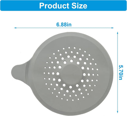 2-pack shower drain hair catchers with strong suction cups, silicone sink strainer protector, shower drain cover, hair stopper, sink strainer for bathroom, bathtub, kitchen sink (white + grey)