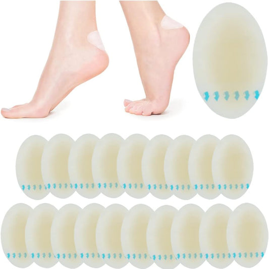 Pack of 20 invisible hydrocolloid gel blister plasters for fingers, toes, heels and skin (size: 37 x 55 mm).