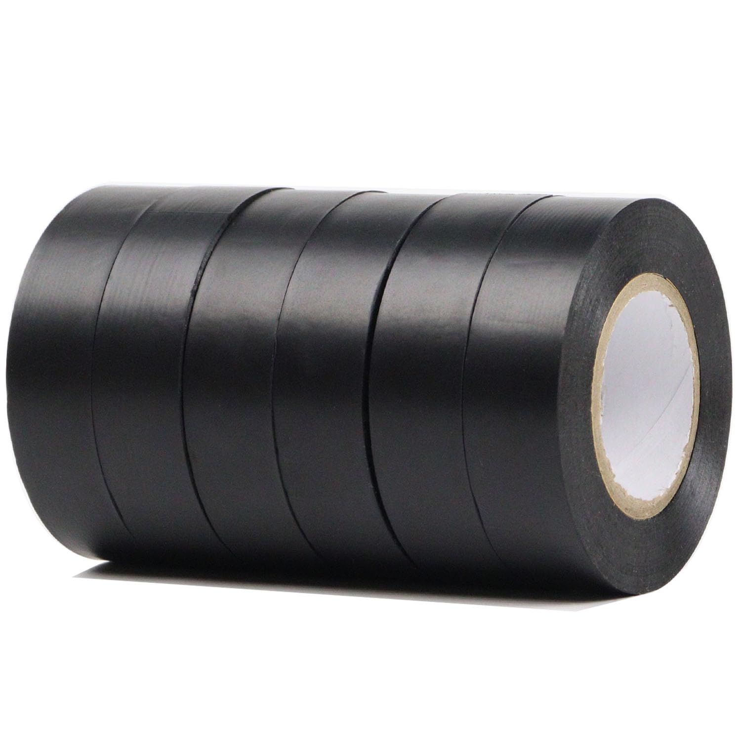 Black insulation tape 19 mm x 20 m 6-pack strong self-adhesive PVC insulation tape for insulating, repairing and protecting electrical wires.
