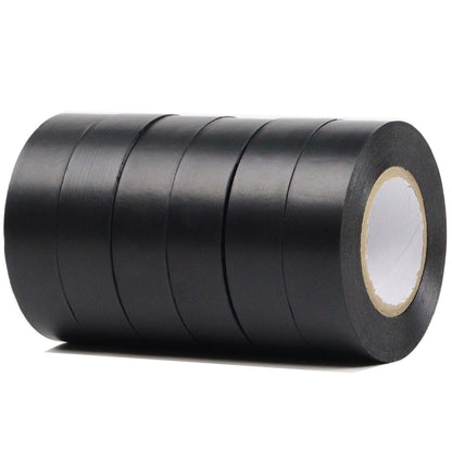 Black insulation tape 19 mm x 20 m 6-pack strong self-adhesive PVC insulation tape for insulating, repairing and protecting electrical wires.