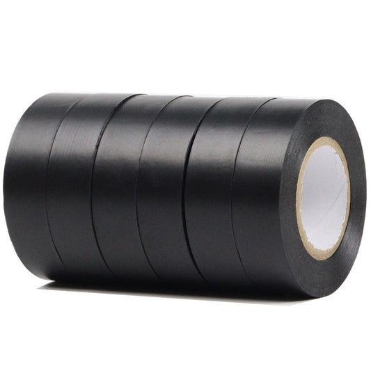 Black insulation tape 19 mm x 20 m 6-pack strong self-adhesive PVC insulation tape for insulating, repairing and protecting electrical wires.