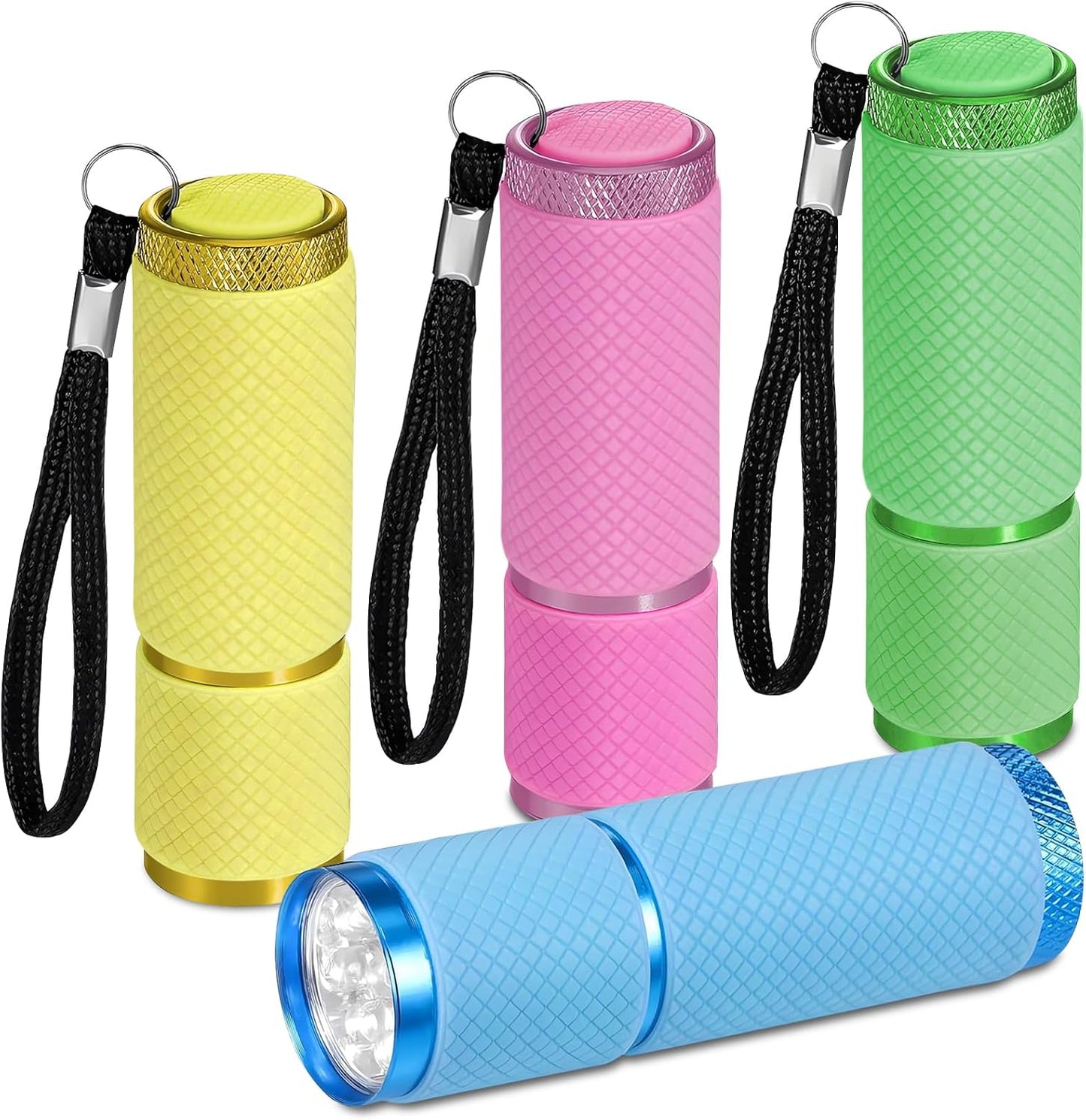 4-pack small flashlights, super bright mini flashlights with 9 LEDs, battery-powered, camping, hiking, outdoor gifts for kids and adults (batteries not included).
