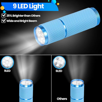 4-pack small flashlights, super bright mini flashlights with 9 LEDs, battery-powered, camping, hiking, outdoor gifts for kids and adults (batteries not included).