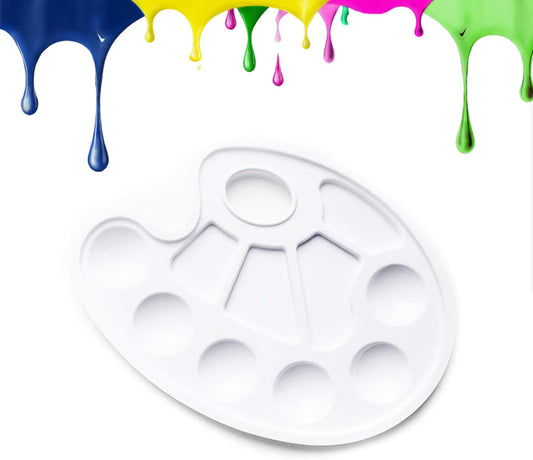 Acrylic paint palette, mixing palette, plastic palette, paint palette, mixing palette 10 holes white round paint palette for watercolor, acrylic and oil paint, DIY, craft, professional art painting.