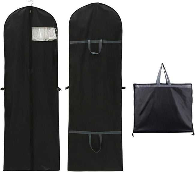 Long garment bags, dustproof clothing covers, moth-resistant clothing bags, wedding dress bags, foldable long coat bags, suitable for storing coats, shirts, suits and jackets (black). Hover Image