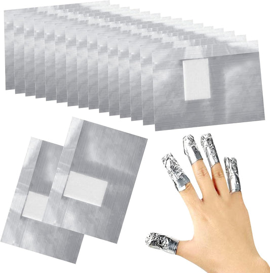 100 foil nail stickers, foil for gel nails, nail foil remover with pre-installed lint-free cotton pads for manicure and pedicure, nail art cleaner.
