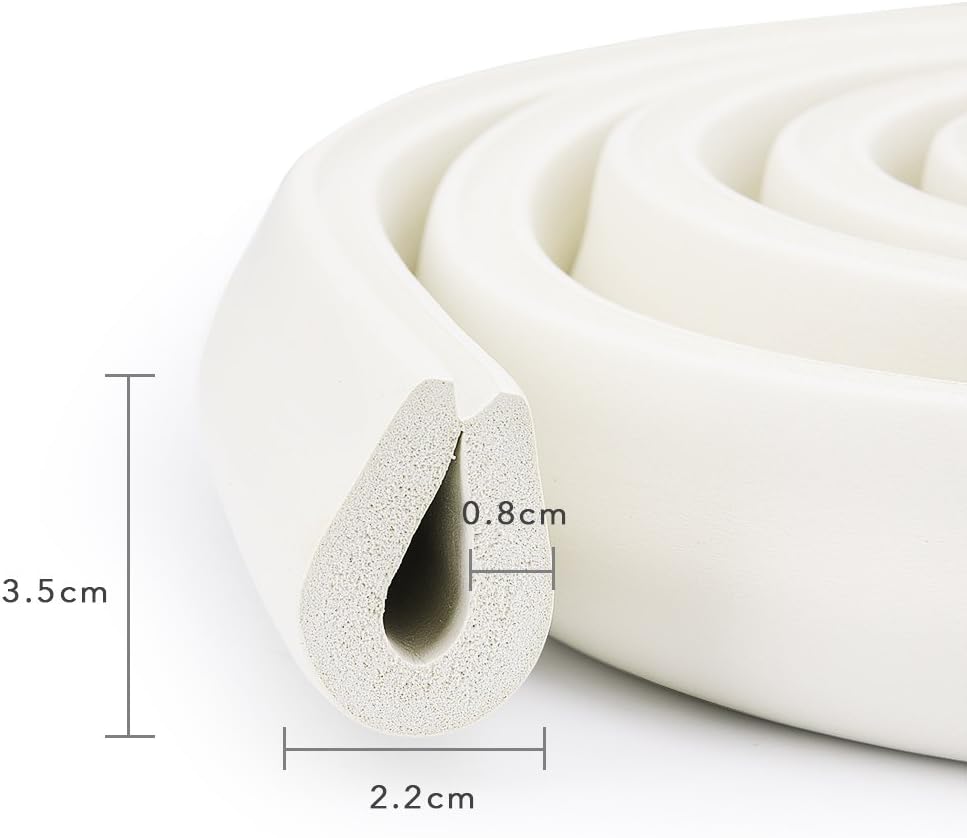 Edge protection strips, 2M * 2 rolls foam safety strips, anti-bump strips for kids, thickened soft protection strips, corner protectors for babies, children and toddlers - cream white.