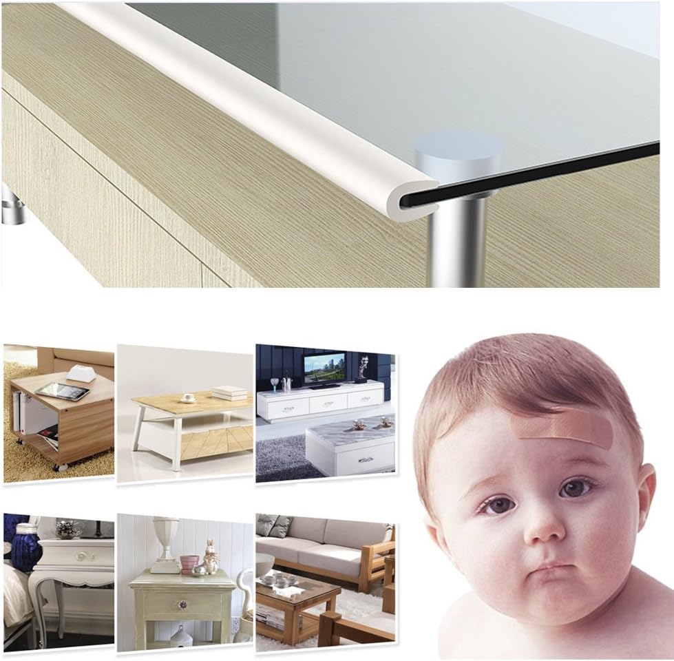 Edge protection strips, 2M * 2 rolls foam safety strips, anti-bump strips for kids, thickened soft protection strips, corner protectors for babies, children and toddlers - cream white.