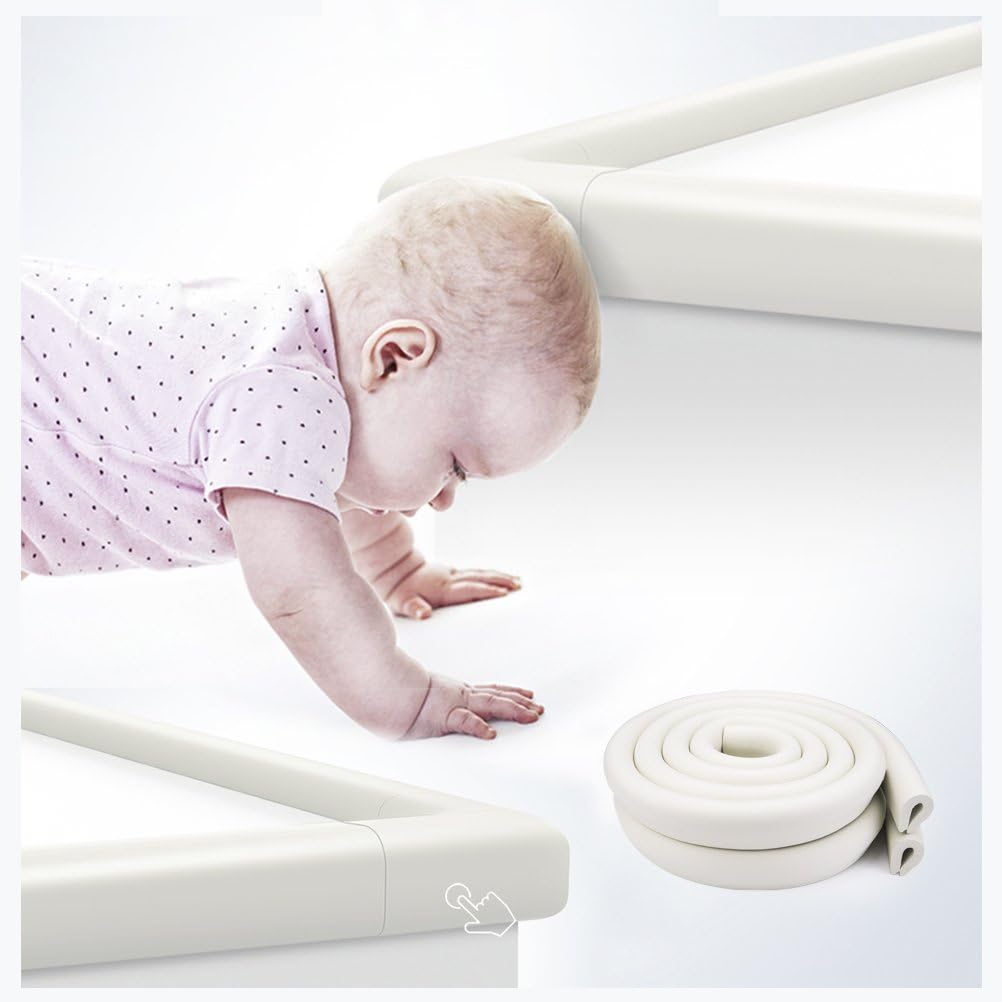Edge protection strips, 2M * 2 rolls foam safety strips, anti-bump strips for kids, thickened soft protection strips, corner protectors for babies, children and toddlers - cream white.