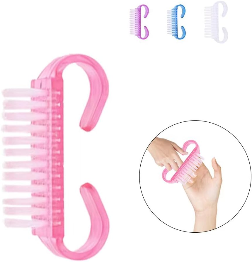 Nagelborstel - 4 pieces Plastic cleaning brush - Handscrub cleaning brush - with plastic handle - for cleaning nails (purple - pink - blue - transparent)
