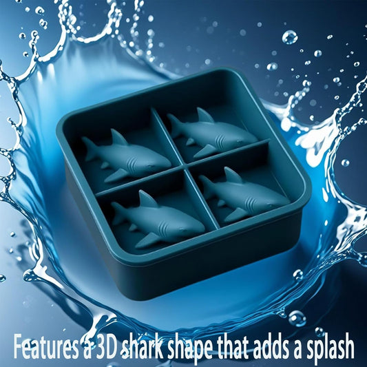 Shark Silicone Ice Molds - 3D Silicone Fun Shark Cube Maker - 4 Shark Fin Ice Cube Molds - Suitable for cold drinks, parties and home entertainment (3 pieces)