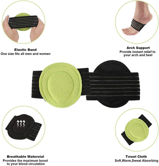 2 pairs of extra thick, padded compression arch supports for more comfort - suitable for plantar fasciitis, fallen arches, heel spurs, flat feet and foot pain problems
