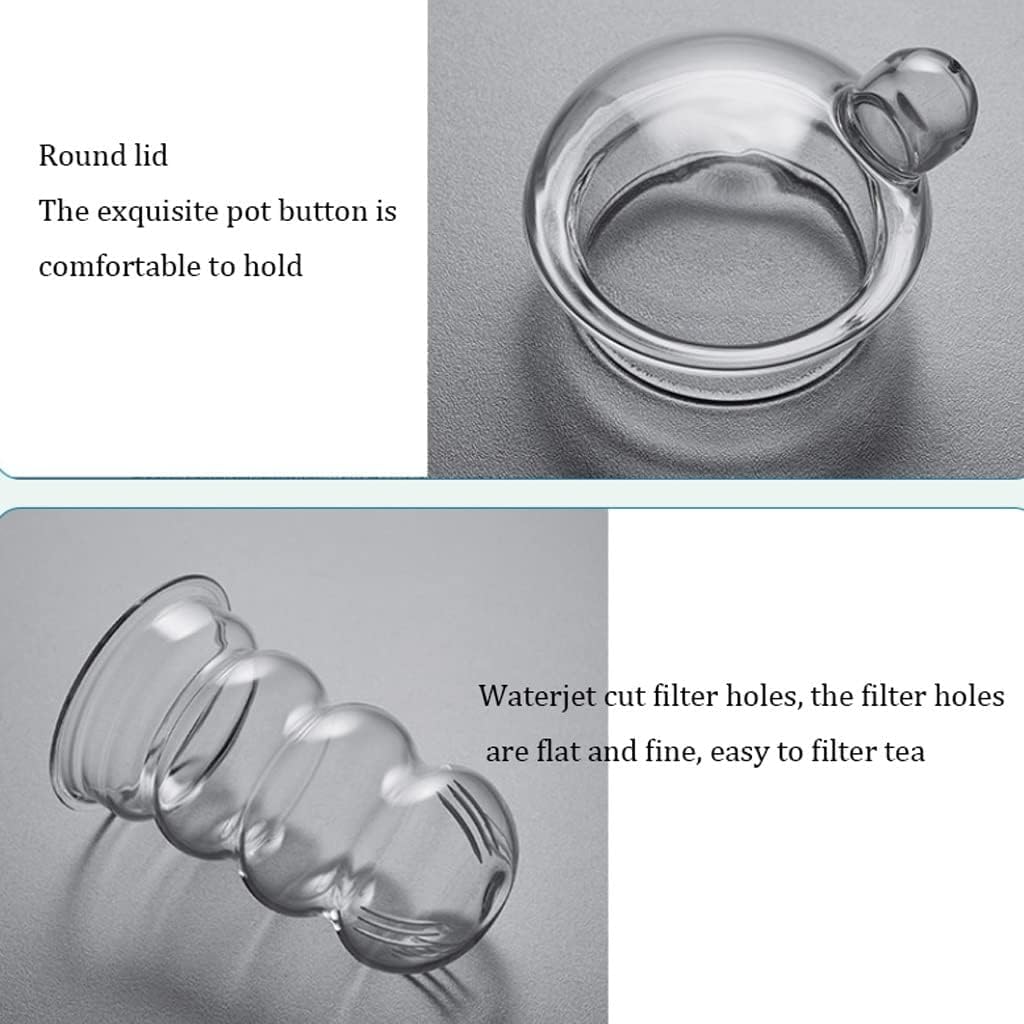 Handmade glass teapot for the stove with removable glass tea infuser - 2-in-1 flower teapot - Suitable for electric cooktops and kitchen appliances (colour: green)
