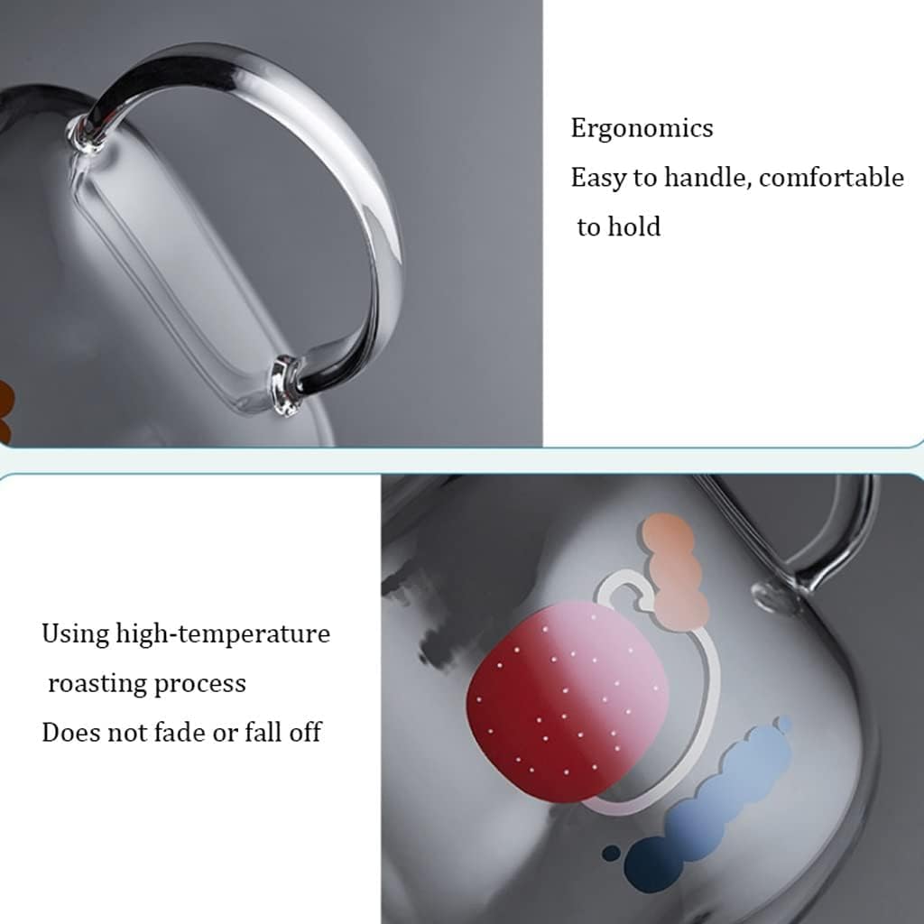 Handmade glass teapot for the stove with removable glass tea infuser - 2-in-1 flower teapot - Suitable for electric cooktops and kitchen appliances (colour: green)