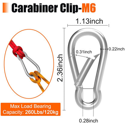 Karabiner Hook - 50 pieces - M6 - Karabiner Hook Clip - Spring - Karabiner Hook - Keychain - For gym - Climbing lock - Karabiner Hook Clip - Hanging plants - Outdoor camping - Hiking.