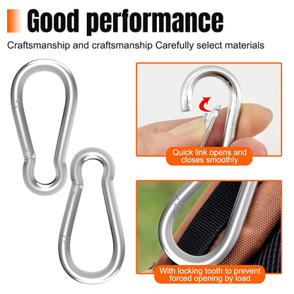 Karabiner Hook - 50 pieces - M6 - Karabiner Hook Clip - Spring - Karabiner Hook - Keychain - For gym - Climbing lock - Karabiner Hook Clip - Hanging plants - Outdoor camping - Hiking.