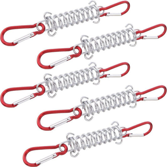 Veergesp-5-pack tent pegs - Red - Camping tent carabiner hook - Heavy metal - Awning accessory - For canvas tents.