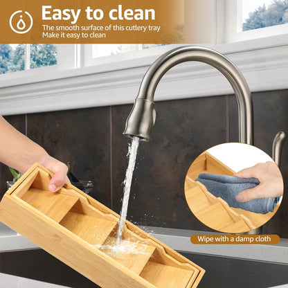 Kitchen drawer organizer - cutlery organizer - expandable bamboo storage box - cutlery rack - telescopic cutlery organizer