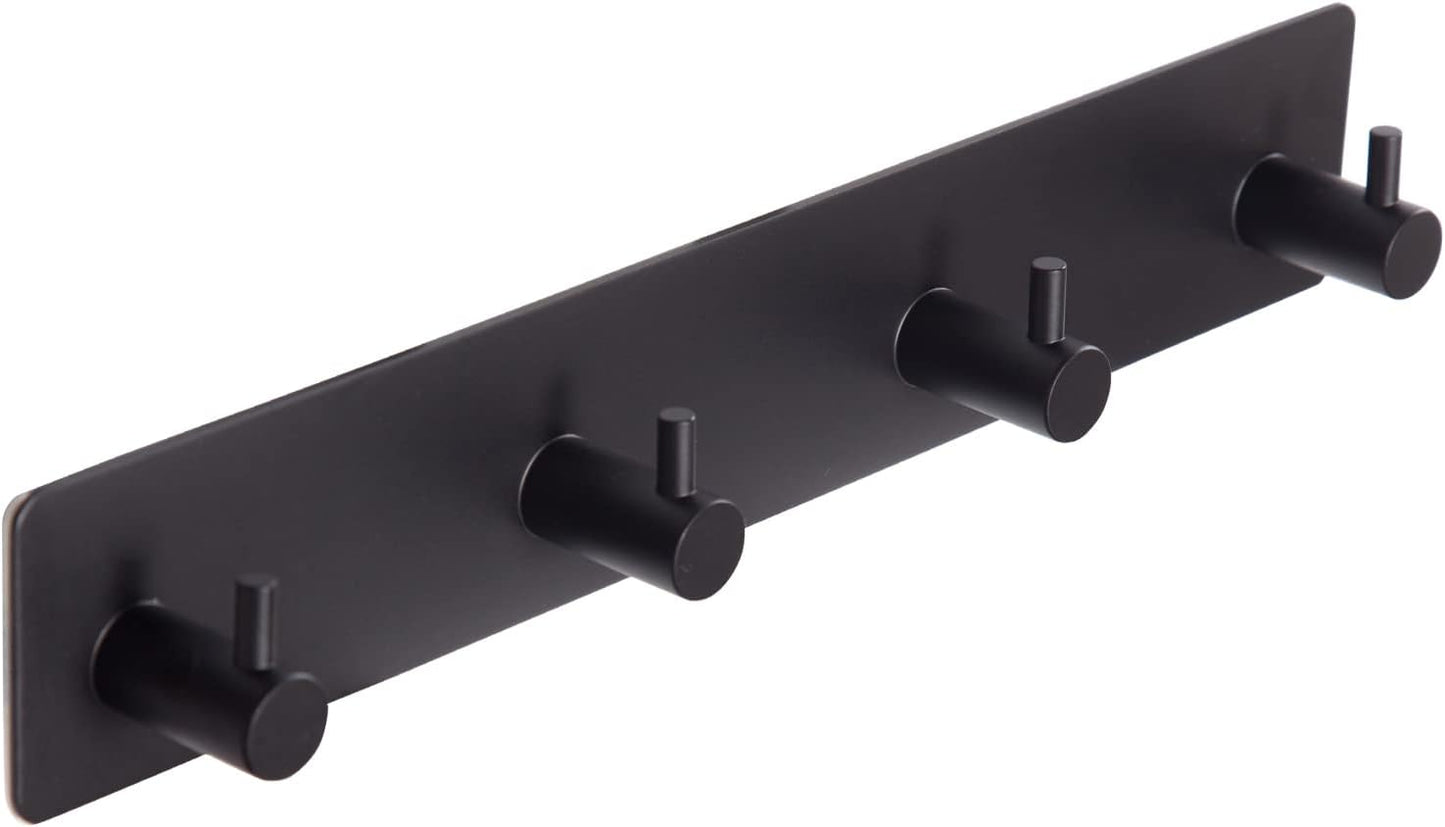 Black self-adhesive towel hooks - Bathroom on the wall - No drilling required - Specifically for shower areas - Heavy-duty wall hooks, self-adhesive towel rails - adhesive wall hooks - Stainless steel self-adhesive hooks - Suitable for kitchens-doors-keys
