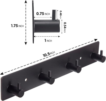 Black self-adhesive towel hooks - Bathroom on the wall - No drilling required - Specifically for shower areas - Heavy-duty wall hooks, self-adhesive towel rails - adhesive wall hooks - Stainless steel self-adhesive hooks - Suitable for kitchens-doors-keys