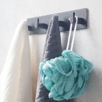 Black self-adhesive towel hooks - Bathroom on the wall - No drilling required - Specifically for shower areas - Heavy-duty wall hooks, self-adhesive towel rails - adhesive wall hooks - Stainless steel self-adhesive hooks - Suitable for kitchens-doors-keys