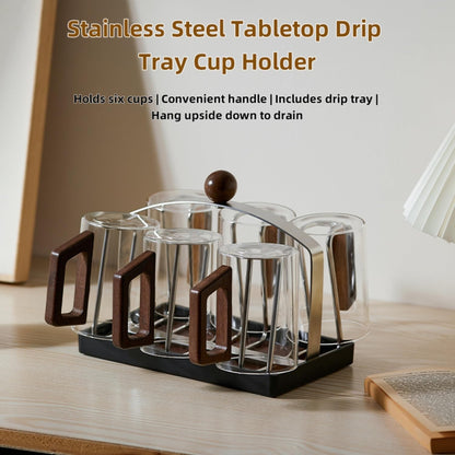 Stainless steel holder - sturdy and dries quickly - removable drip tray - suitable for coffee cups/glasses/mugs - ideal for the kitchen/dining table/café.