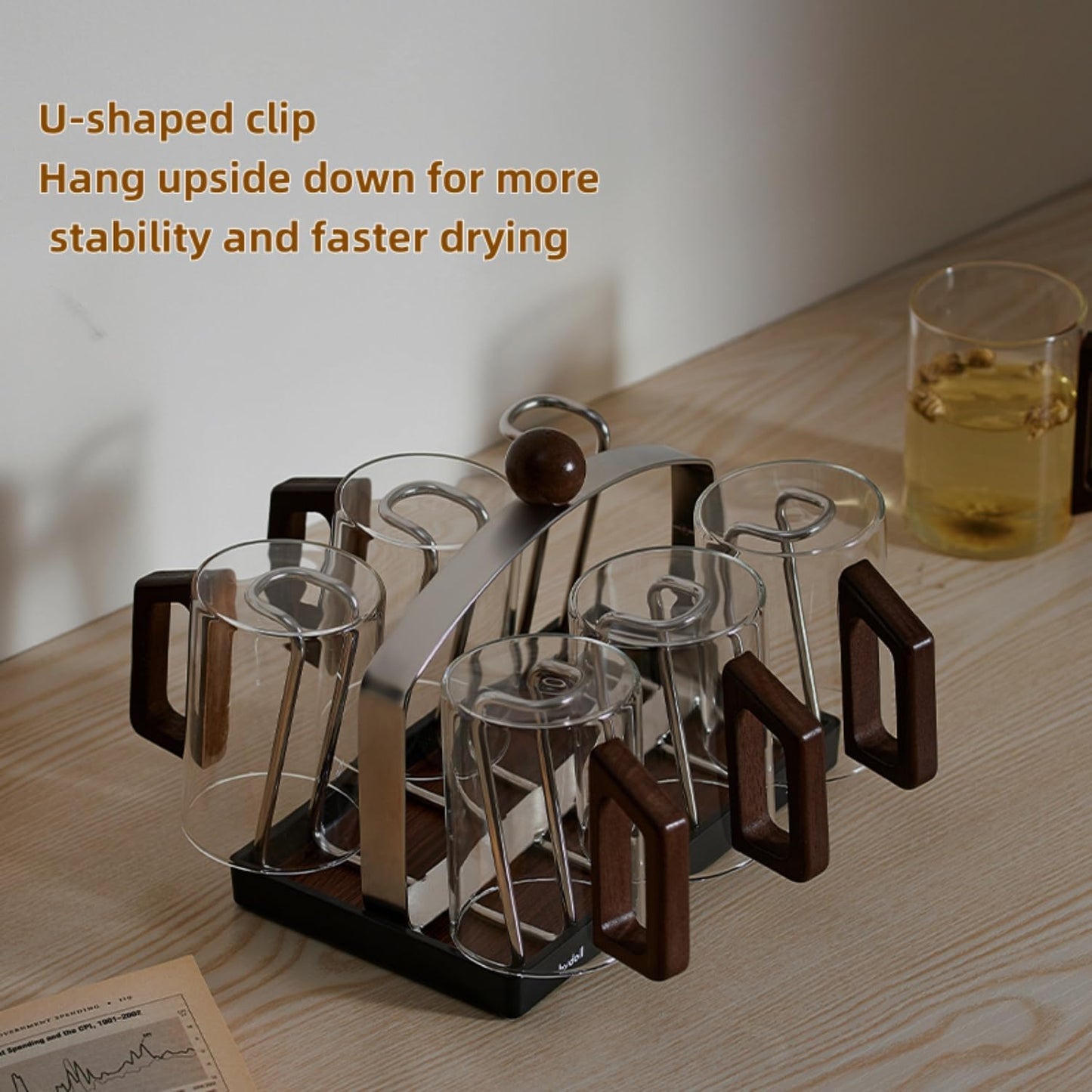 Stainless steel holder - sturdy and dries quickly - removable drip tray - suitable for coffee cups/glasses/mugs - ideal for the kitchen/dining table/café.