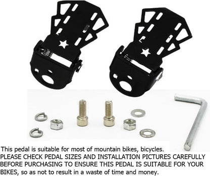 4-pack Mini Bike Rear Pedals - Foldable - Suitable for Mountain Bikes - Kids' Bikes - Rear Pedals - Metal Plates - Bike Pedal Accessories
