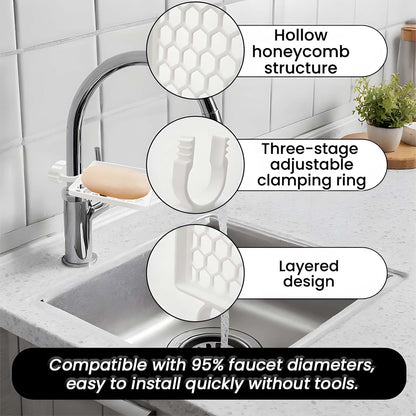 Set of two hangers, sponsor and sink organizer - drainage rack with clips - suitable for kitchens and bathrooms - reusable and removable - for holding soap and sponges - easy to install and adjust