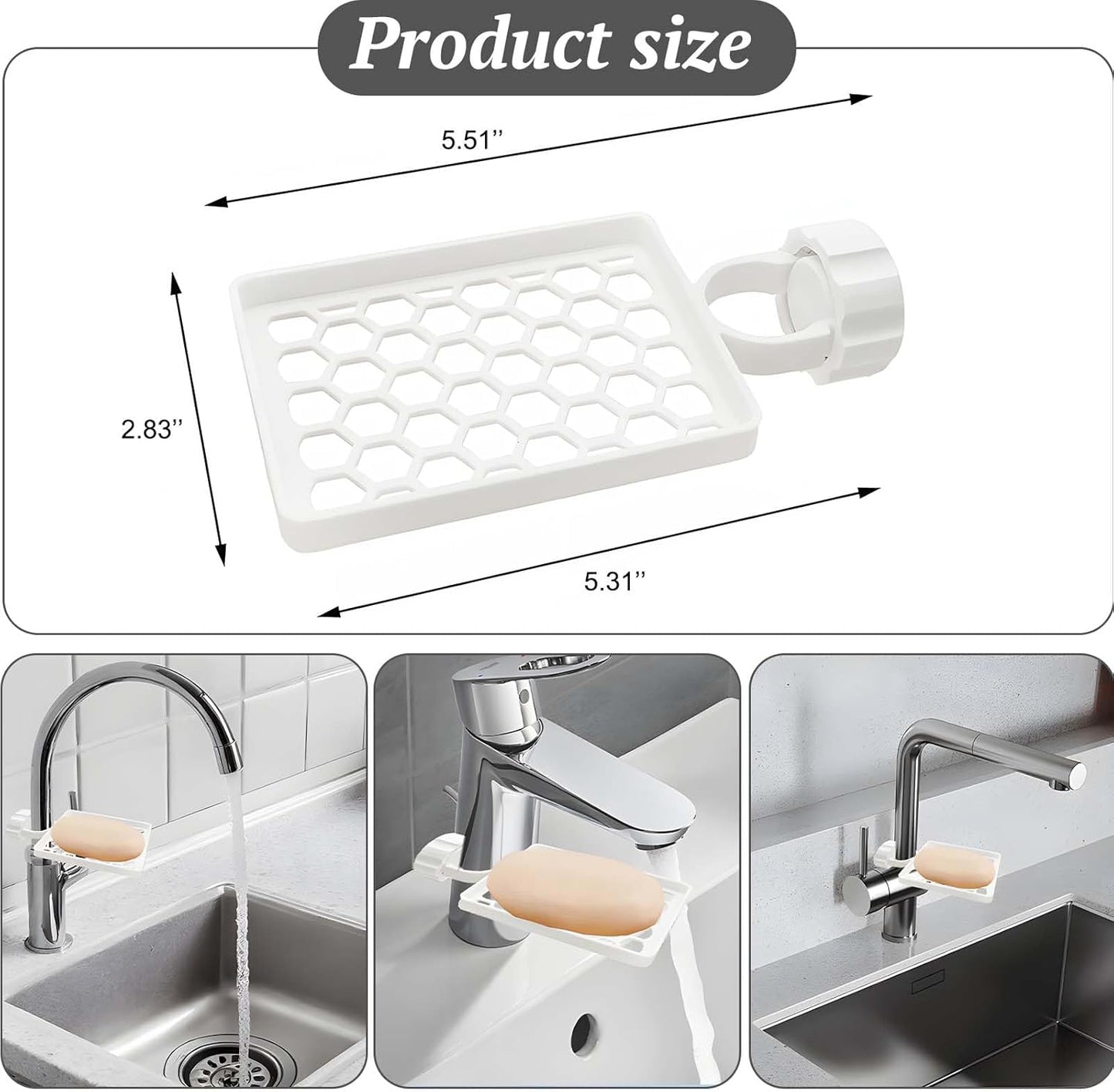 Set of two hangers, sponsor and sink organizer - drainage rack with clips - suitable for kitchens and bathrooms - reusable and removable - for holding soap and sponges - easy to install and adjust