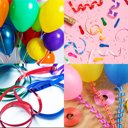 Set of 5 mm wide curly ribbon, 12 rolls of balloon curly ribbon, 12 colours curly balloon string, wrapping paper, ribbon, string, party ribbon, wedding, DIY, holiday crafts (10 m/roll)