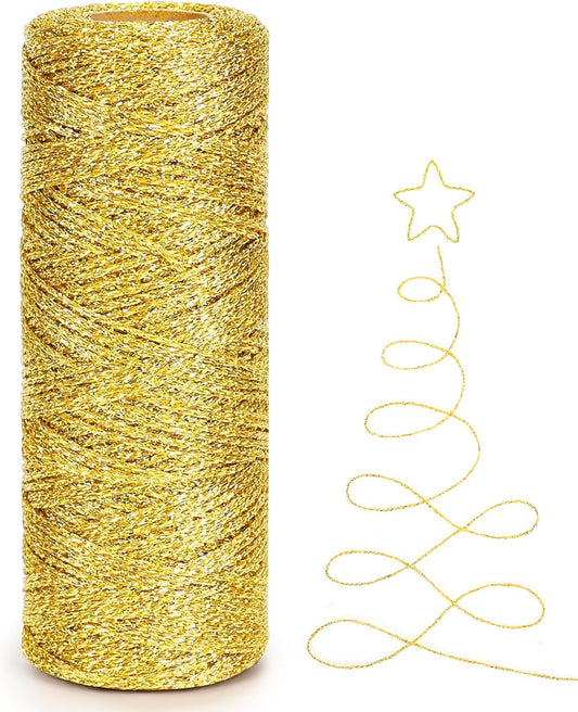 Henneptouw - Golden henneptouw - 100m gold Christmas ribbon - For gift wrapping - Christmas decoration - Party decoration - DIY - Sewing supplies.
