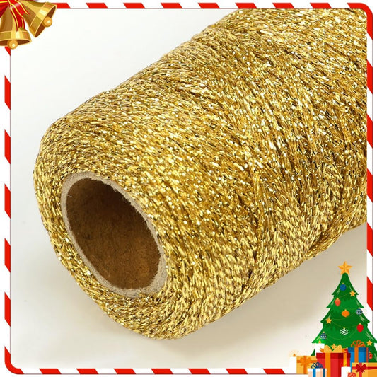 Henneptouw - Golden henneptouw - 100m gold Christmas ribbon - For gift wrapping - Christmas decoration - Party decoration - DIY - Sewing supplies.